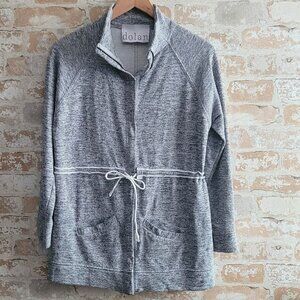 Anthropologie Dolan Zip Jacket Womens Small Gray French Terry Anorak Drawstring
